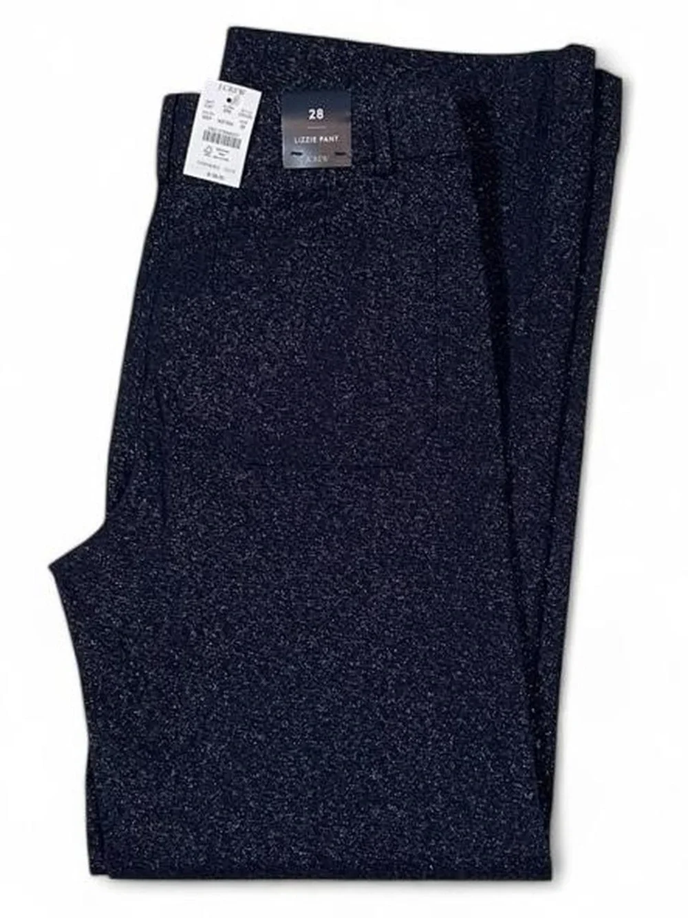 NWT! J. Crew Lizzie Pant Sparkle Blue Wide Leg Navy Blue Women’s Size 28 L30